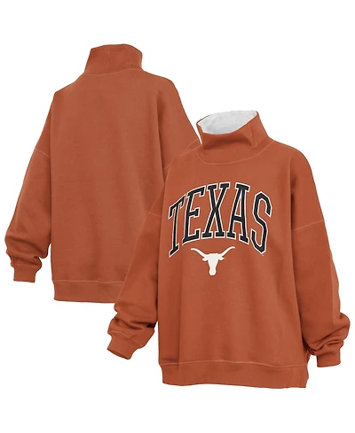 Pressbox Women's Texas Orange Longhorns Oversized Mock Neck Sweatshirt