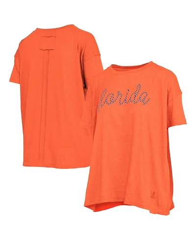 Pressbox Women's Heather Orange Florida Gators Swirl Script Twisted Team Color Stitched Oversized T-Shirt