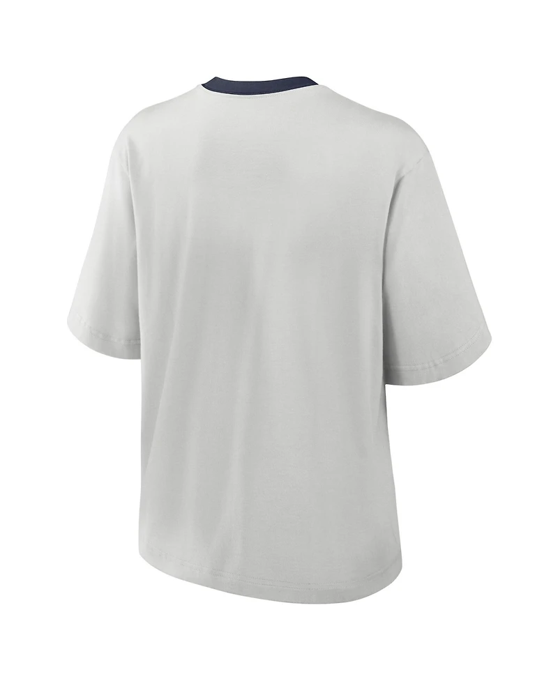Nike Women's Gray Michigan Wolverines Legacy Arch Script Boxy T-Shirt