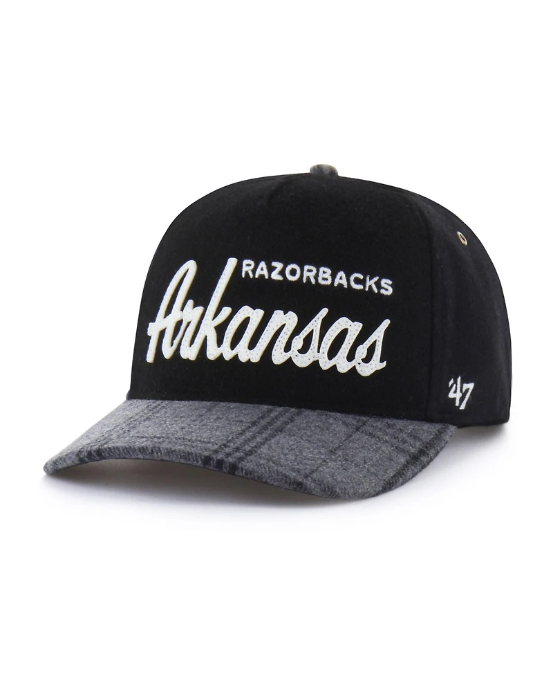 '47 Brand Men's and Women's Black Arkansas Razorbacks Windowpane Plaid Collection Hitch Adjustable Hat