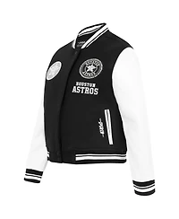 Pro Standard Women's Black Houston Astros Pearls Rib Wool Full-Zip Varsity Jacket
