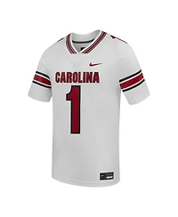 Nike Men's 1 White South Carolina Gamecocks Road Replica Football Jersey
