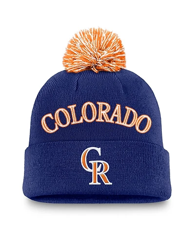 Nike Men's Royal Colorado Rockies Peak Cuffed Knit with Pom Hat