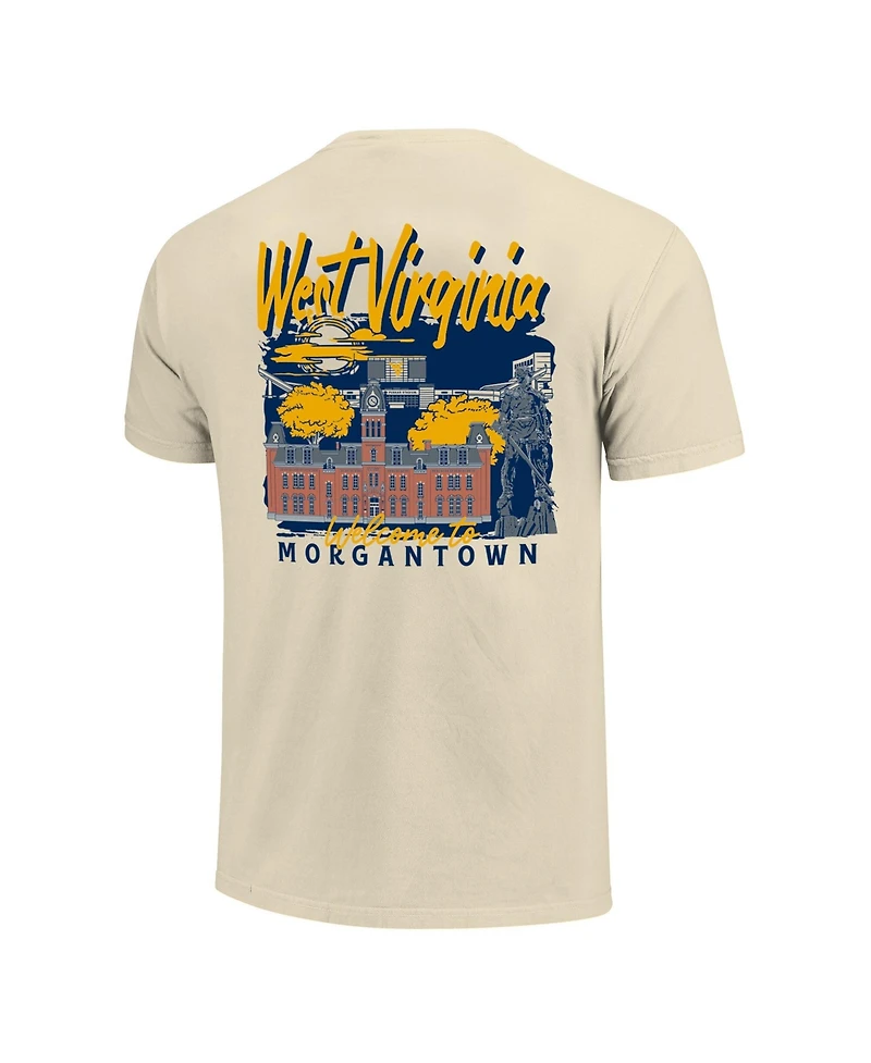 Image One Men's Natural West Virginia Mountaineers Comfort Colors Hand-Drawn Campus Stack T-Shirt