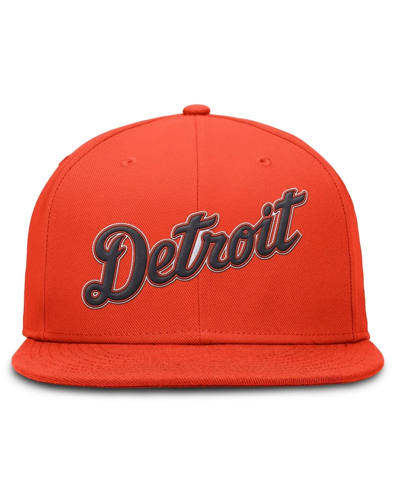 Nike Men's Orange Detroit Tigers Wordmark Dri-fit Round Bill True Fitted Hat