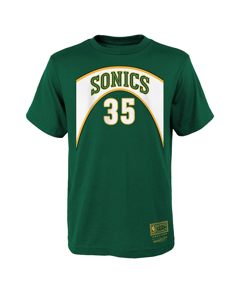 Mitchell & Ness Big Boys and Girls Kevin Durant Green Seattle Supersonics Hardwood Classics Name Number T-Shirt