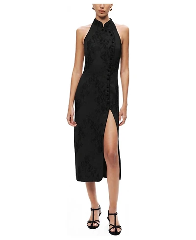 Nocturne Women's High-Neck Button-Detail Midi Dress