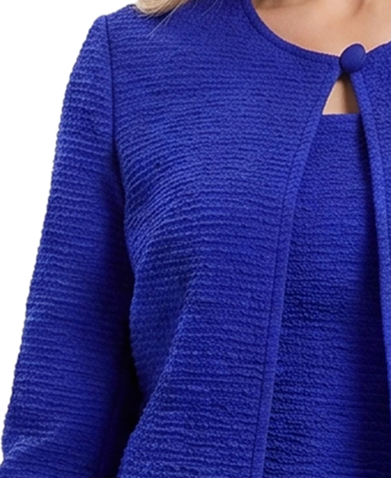 Ny Collection Petite Textured Knit 3/4 Sleeve 2 Piece Dress Set