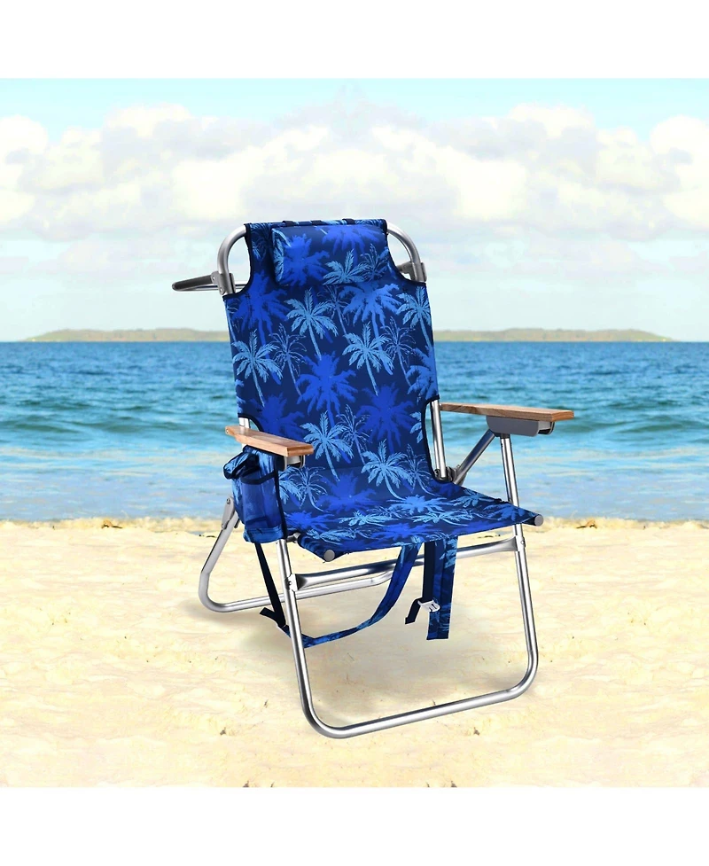 Aofar 17in Backpack Beach Chair Reclining Aluminum Folding Camping outdoor