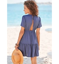 Lascana Women's V-Neck Ruffle Dress