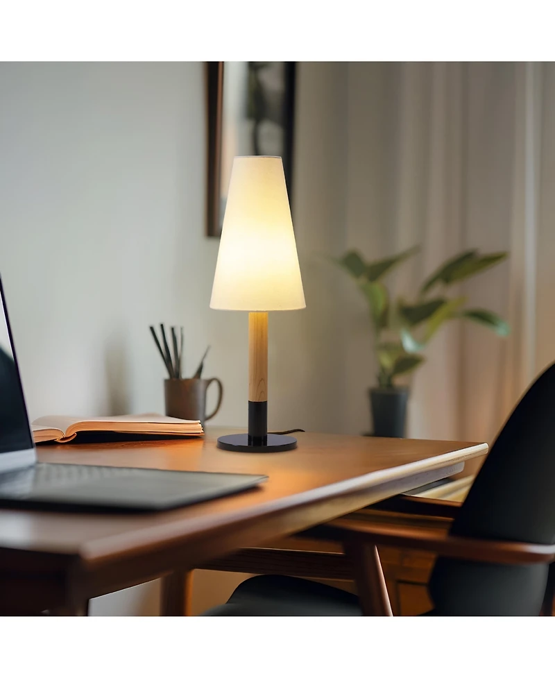 Brightech 19-in Arthur Metal and Wood Base Dimmable Led Table Lamp