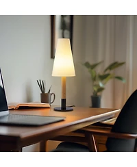 Brightech 19-in Arthur Metal and Wood Base Dimmable Led Table Lamp