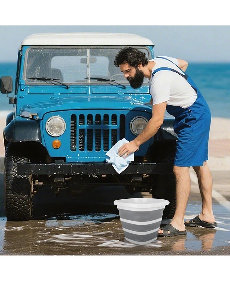 Piscifun 10L Collapsible Bucket With Handle Portable Foldable Storage Tub For Camping Car Cleaning