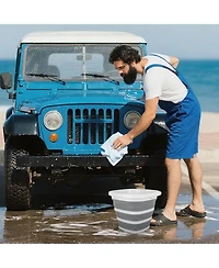 Piscifun 10L Collapsible Bucket With Handle Portable Foldable Storage Tub For Camping Car Cleaning