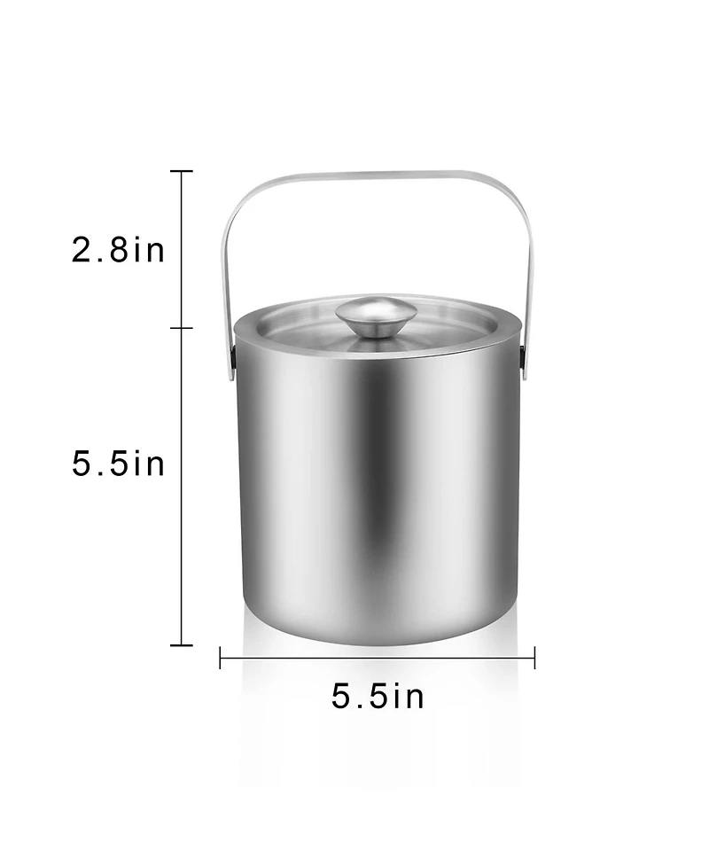 Piscifun Stainless Steel Double Wall Insulated Mini Ice Bucket with Scoop 1.3 Liter for Party Camping