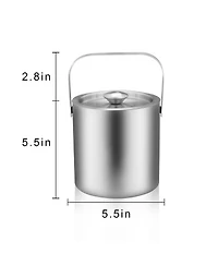 Piscifun Stainless Steel Double Wall Insulated Mini Ice Bucket with Scoop 1.3 Liter for Party Camping