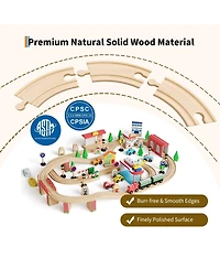 homfan 84-Piece Wooden Train Activity Table with Storage