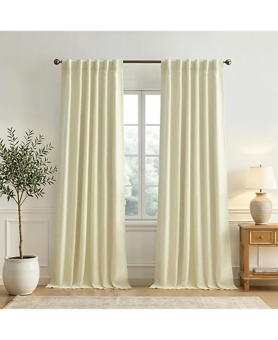 Lenox Serene Linen Blend Blackout Back Tab/Rod Pocket Window Curtain