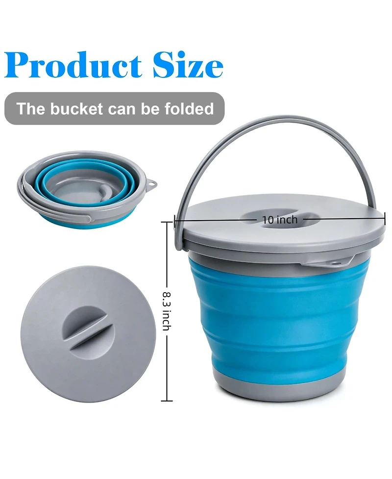 Piscifun 2 Pack Collapsible Plastic Bucket 5 Gallon Foldable Tub For Camping Outdoor Activities