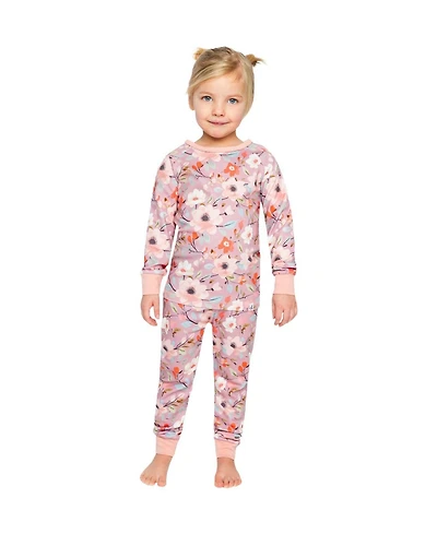 Deux par Deux Toddler Girls(2T-5T) Cotton Two Piece Pajama Set Floral Print