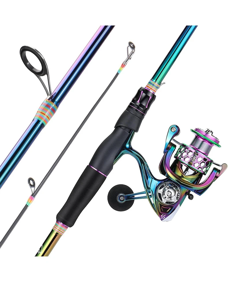 Aofar 1.8/5'10'' Spinning Fishing Reel Rod Combo Two Pieces Portable Gear Trout