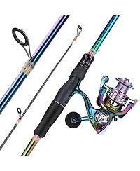 Aofar 1.8/5'10'' Spinning Fishing Reel Rod Combo Two Pieces Portable Gear Trout