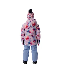 Deux par Deux Little and Big Girl (6-14) Light Weight Two Piece Chill Snowsuit Printed Flowers