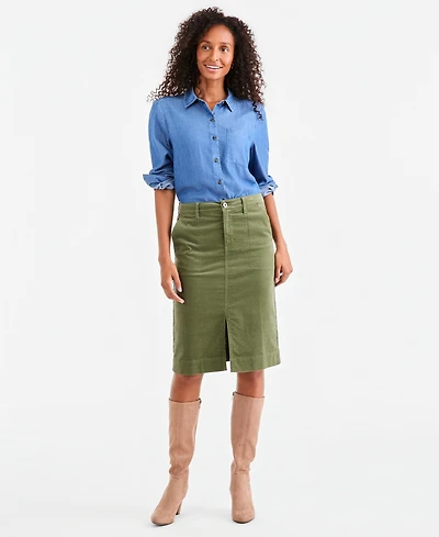 Style & Co Women's High-Rise Corduroy Midi Skirt, Macy's Exclusive