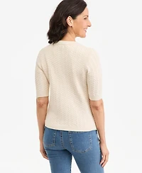 Style & Co Petite Palomino Cable-Knit Short-Sleeve Cardigan, Macy's Exclusive