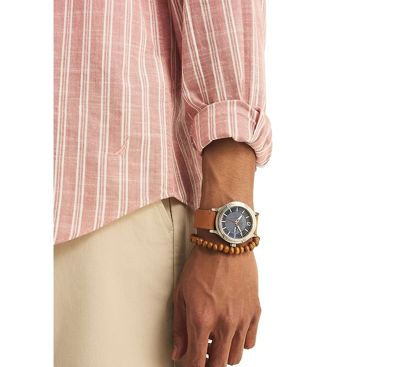 Nautica Men's Textured Strip Long-Sleeves Shirt