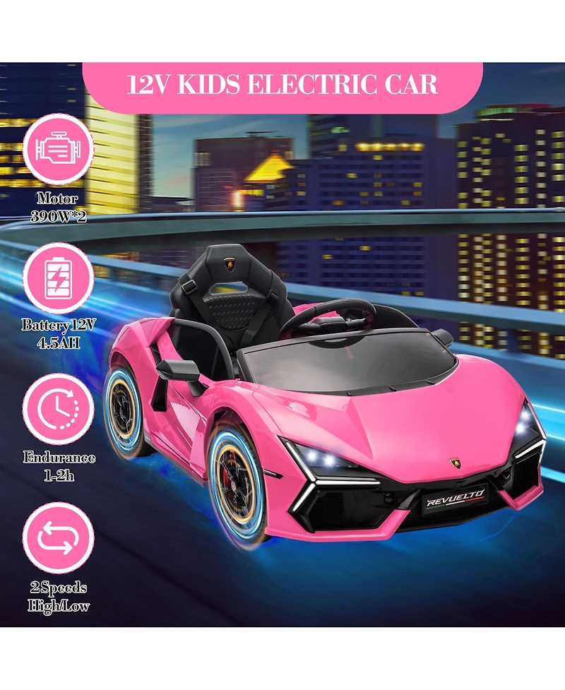 homfan 12v Licensed Lamborghini Revuelto Kids Ride On Car with Dual 25W Motors, Remote Control, Battery Powered Electric Sports Toy for Ages 3 plus