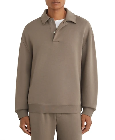 Reiss Men's Brooks Premium Interlock Relaxed Polo Sweatshirt