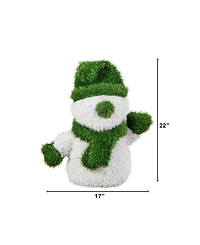 Nearly Natural 22" Ultraviolet Resistant Artificial Christmas Grass Garden Plush Topiary Snowman Indoor And Outdoor