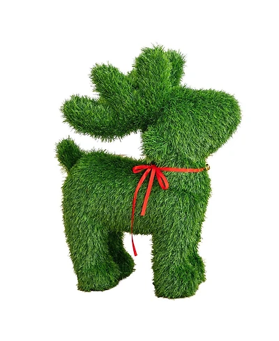 Nearly Natural 2' Ultraviolet Resistant Artificial Christmas Grass Garden Plush Topiary Reindeer Indoor And Outdoor
