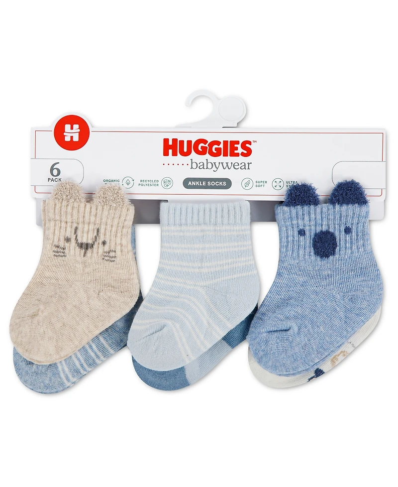 Huggies Baby Boys' 1M-4T Babywear Quarter Socks, 6-Pack