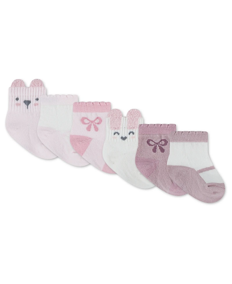 Huggies Baby Girls' 1M-4T Babywear Quarter Socks, 6-Pack