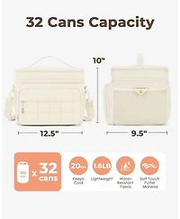 Piscifun 32 Can Puffer Soft Cooler Bag Double Deck Collapsible Insulated Lunch Tote for Outdoor Travel Work