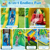 Gymax Outdoor Inflatable Splash Water Bounce House Jump Slide with 550W Blower Kids