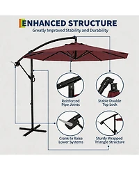homfan Cantilever Patio Umbrella with Cross Base Large Offset Parasol ,Adjustable Tilt Easy Crank Uv and Fade-Resistant Canopy for Outdoor Spaces