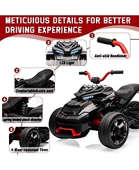 homfan Powerful 12V 3-Wheel Electric Atv Motorcycle, Dual 55W Motors, Up to 7MPH, Led Lights, Music, Usb, Horn, Eva Treaded Tires