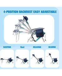 Aofar 2 Pack Beach Chairs Folding Reclining Cooler Bag Armrest Camping outdoor