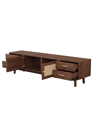 Streamdale Furniture 70" Modern Rattan Tv Stand with 4 Drawers and Storage for TVs up to 80
