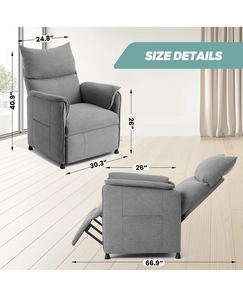homfan Modern Fabric Electric Recliner with Massage and Heat, Adjustable Remote Control Single Armchair for Home Theater, Living Room and Office