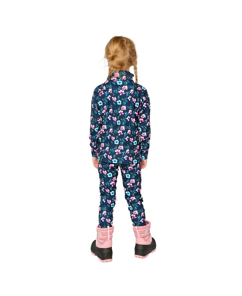 Deux par Deux Toddler Girls (2T-5T) Two Piece Thermal Underwear Floral Print