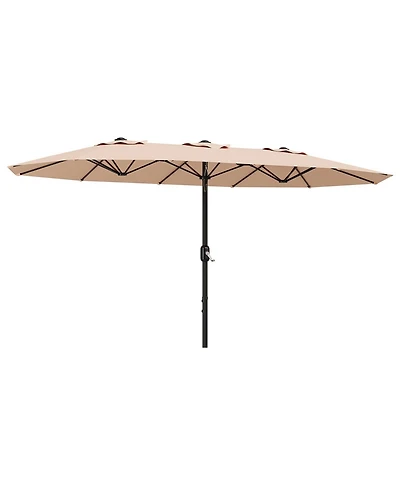 homfan Large 13 Feet Double-Sided Umbrella, Outdoor Sun Shade, Waterproof Windproof, Easy Crank, for Backyard, Poolside, Lawn (Base Not Included)