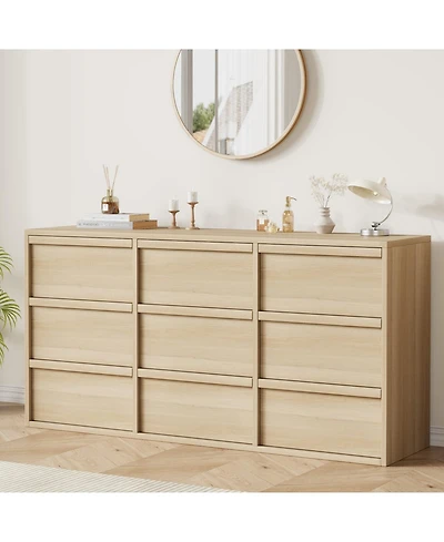 homfan Large 9 Drawer Dresser for Bedroom, Modern Wooden Chest, Spacious Organizer for Living Room, Nursery, Entryway, Hallway, Closet