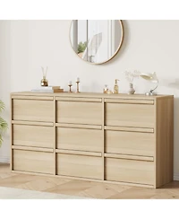 homfan Large 9 Drawer Dresser for Bedroom, Modern Wooden Chest, Spacious Organizer for Living Room, Nursery, Entryway, Hallway, Closet