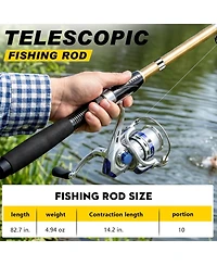 Aofar 22.1m/6.89feet Fishing Rod Reel Combo Collapsible Travel Kit