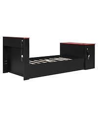 Streamdale Furniture Wood Daybed with Trundle, Desk, Led light and Usb