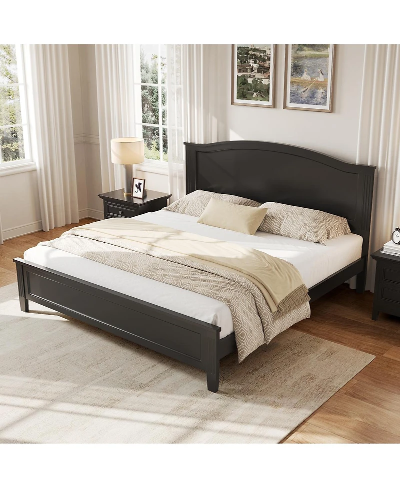 Streamdale Furniture Full Size Platform Bed with Headboard with Wooden Slat Support Legs